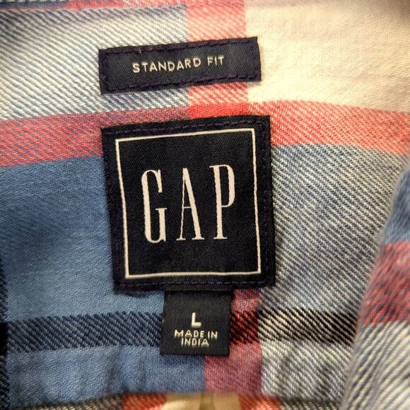 Gap Standard Fit Flannel Blue,  Red, Cream Size Large - Picture 4 of 10